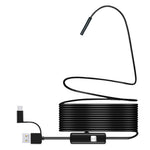 2m Wire Type-C+USB+Micro USB Endoscope Industrial Borescope Waterproof Inspection 7mm Snake Camera- Hard Wire