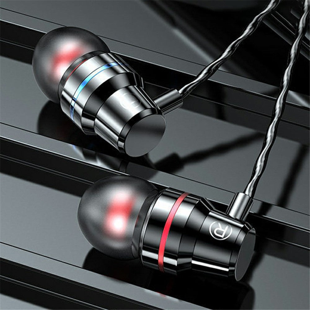 3.5mm In-Ear Metal Bass Sound Earbud Music Headphone with Wired Volume Control