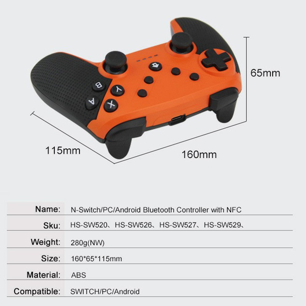 HONSON HS-SW520 Bluetooth-compatible Gamepad NFC 6-Axis Vibration Turbo Game Controller for Nintendo Switch / PC / Android Phone
