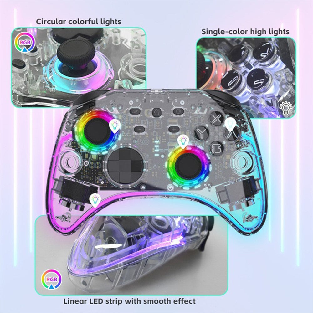 DATA FROG G04 For Nintendo Switch / OLED / PC Wired / Wireless Transparent Game Controller with RGB Ligh