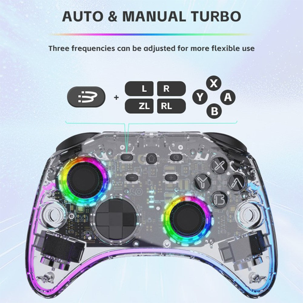 DATA FROG G04 For Nintendo Switch / OLED / PC Wired / Wireless Transparent Game Controller with RGB Ligh
