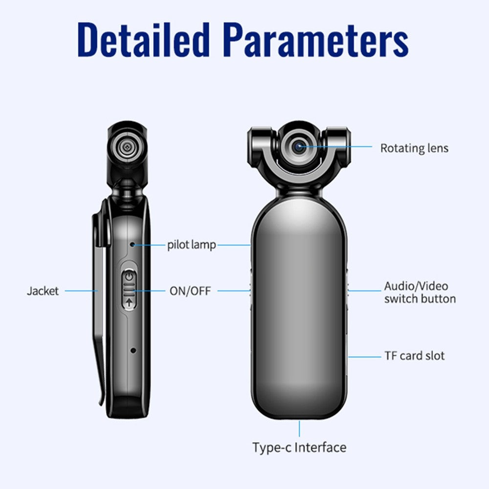 C11 128GB Digital Audio Voice Recorder HD 1080P Rotation Camera Lens Loop Recording Device