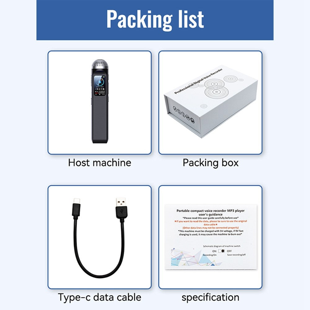Q99 32GB Digital Audio Voice Recorder MP3 Player Noise Reduction Recording Device