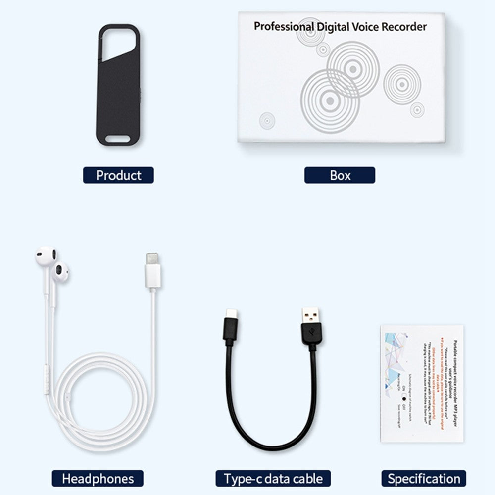 S28 16GB Noise Reduction Digital Audio Voice Recorder MP3 Player with Wire Headphone