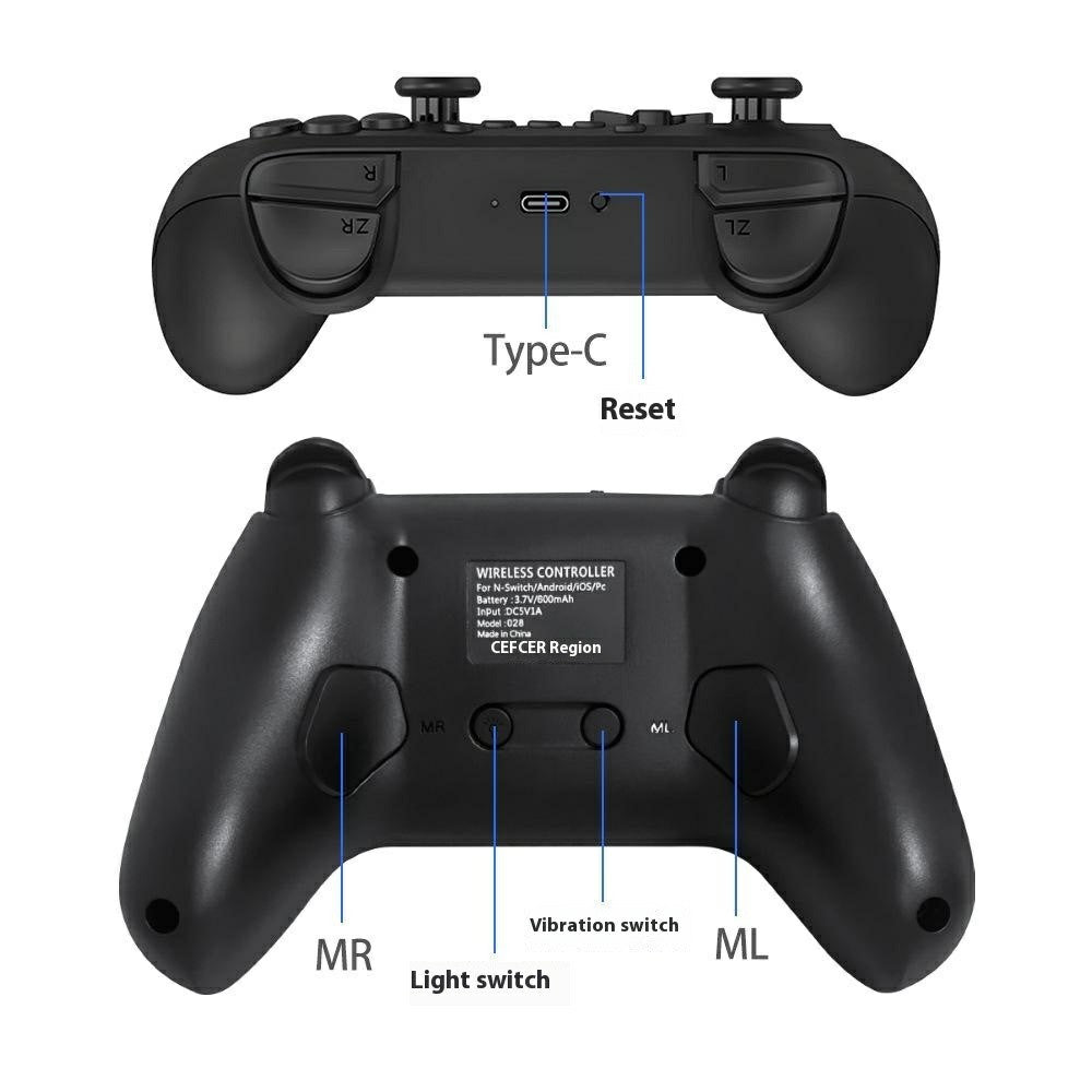 SW-01146-B For Nintendo Switch Pro Wireless Game Controller for Switch Pro Back Button Wake Function Bluetooth-compatible Gamepad