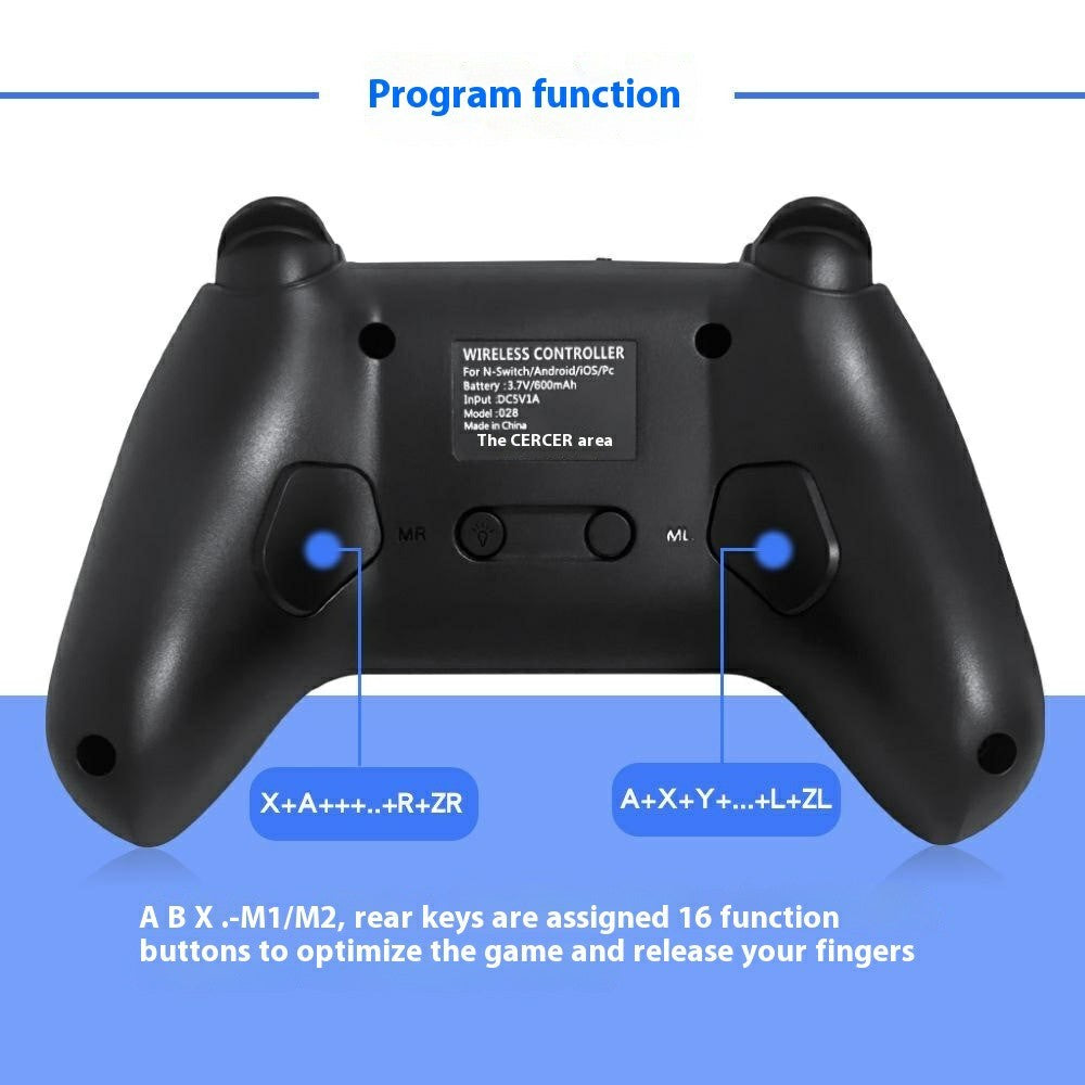 SW-01146-B For Nintendo Switch Pro Wireless Game Controller for Switch Pro Back Button Wake Function Bluetooth-compatible Gamepad