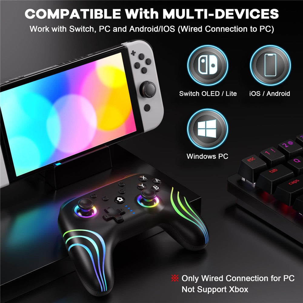 CX-262 Colorful Light Game Controller Six-Axis Motion Sensing Dual Motor Vibration Bluetooth-Compatible Gamepad