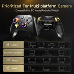 EASYSMX D05 Gaming Controller Dual Hall Sensor Bluetooth-Compatible / 2.4G Wireless / Wired RGB Gamepad with Charging Dock
