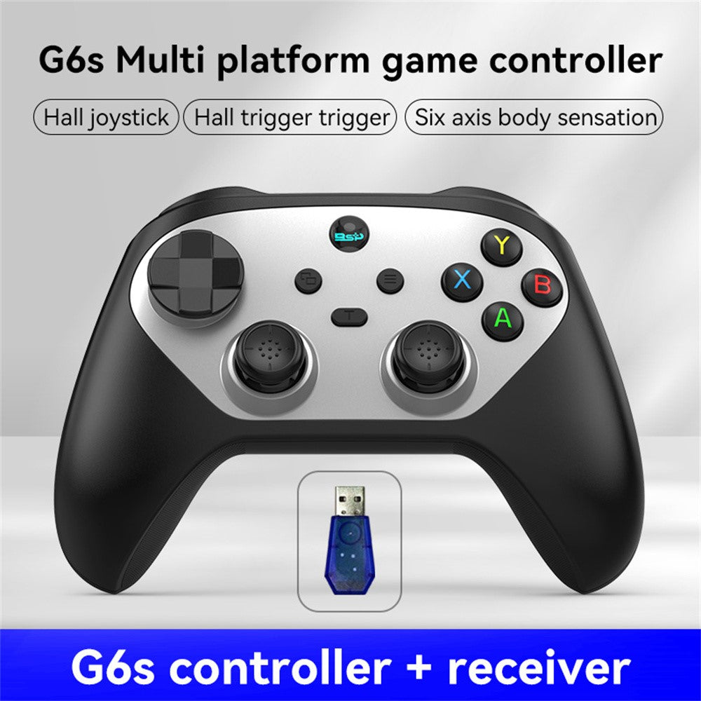 G6S Hall Joystick Trigger Six Axis Body Sensation Bluetooth-compatible Wireless Gamepad for Switch / iOS / Android / PC, with Receiver