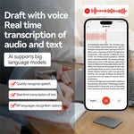 A3 256GB ChatGPT AI Voice Recorder APP Control Smart Transcription Speech to Text Recorder, Single Key + Reset Button