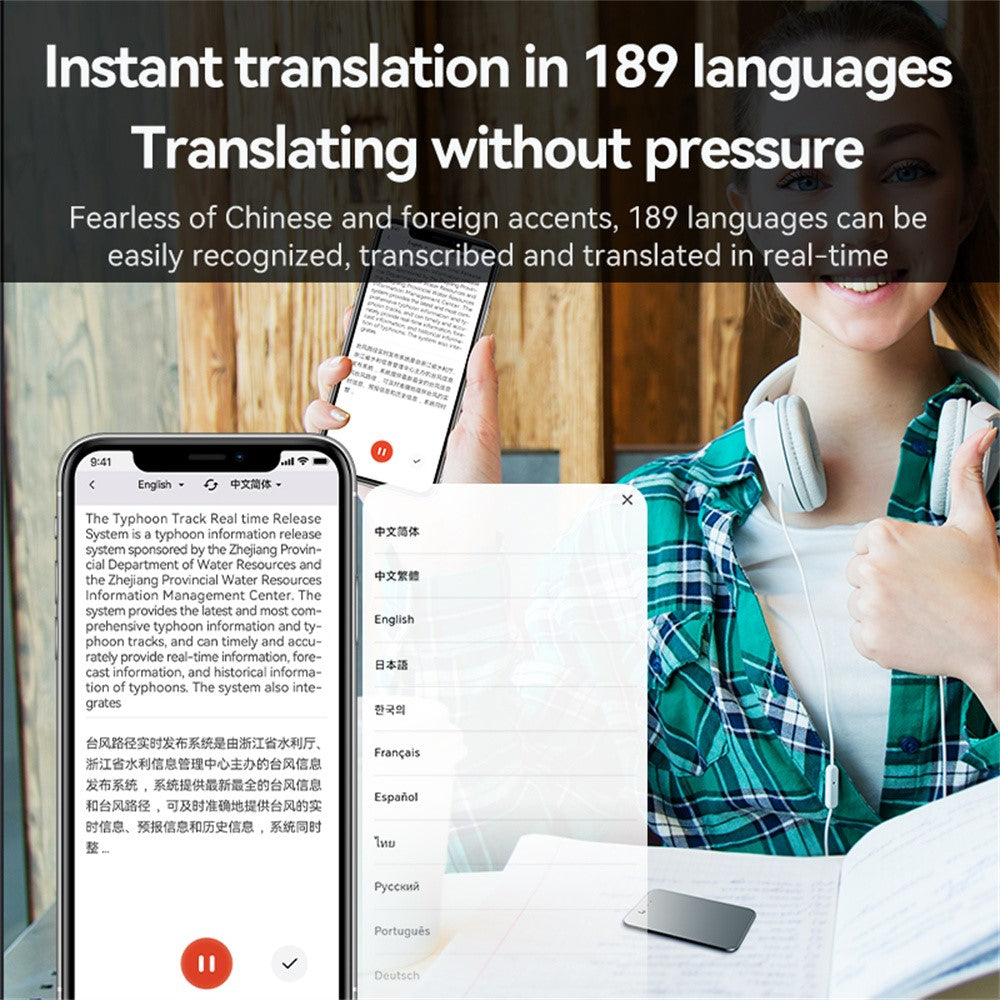 A3 8GB AI Voice Recorder ChatGPT Smart Transcription Real-Time Speech to Text One-Button Recording Device