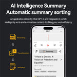 A3 16GB AI Voice Recorder ChatGPT Smart Transcription Real-Time Speech to Text One-Button Recording Device