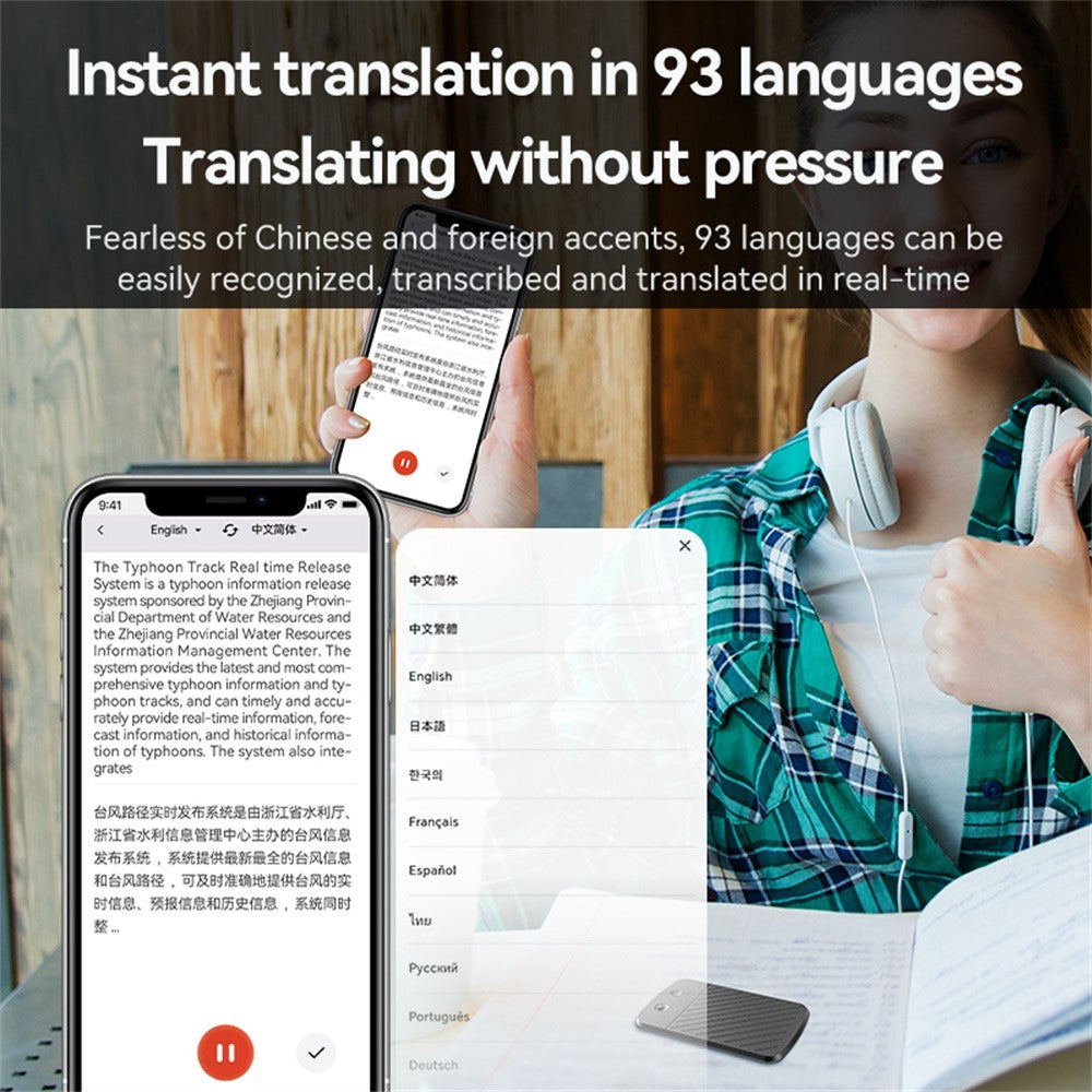 A3 Arc Frame Diagonal Stripes 32GB AI Voice Recorder ChatGPT Smart Transcription Magnetic Sound Recorder