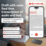 A3 Arc Frame Diagonal Stripes 32GB AI Voice Recorder ChatGPT Smart Transcription Magnetic Sound Recorder