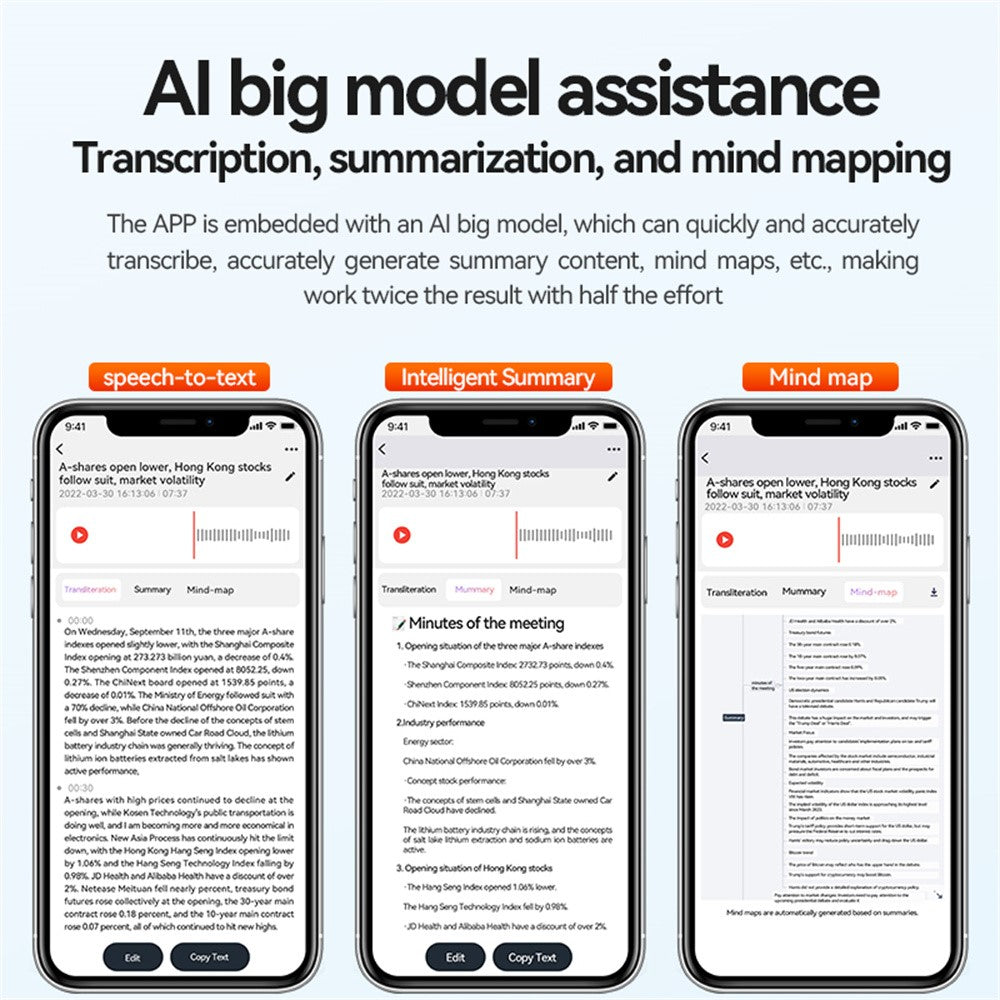 A1A 8GB AI Voice Recorder ChatGPT Transcription Translation APP Control Recording Device
