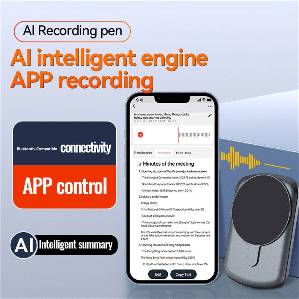 A1A 8GB AI Voice Recorder ChatGPT Transcription Translation APP Control Recording Device