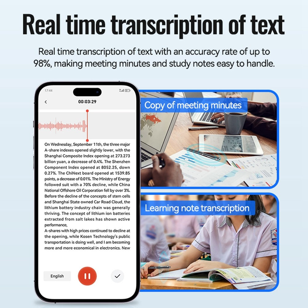Q90A 128GB AI Stemmeoptager ChatGPT Smart Transskription App-kontrolleret Lydoptagelsespen