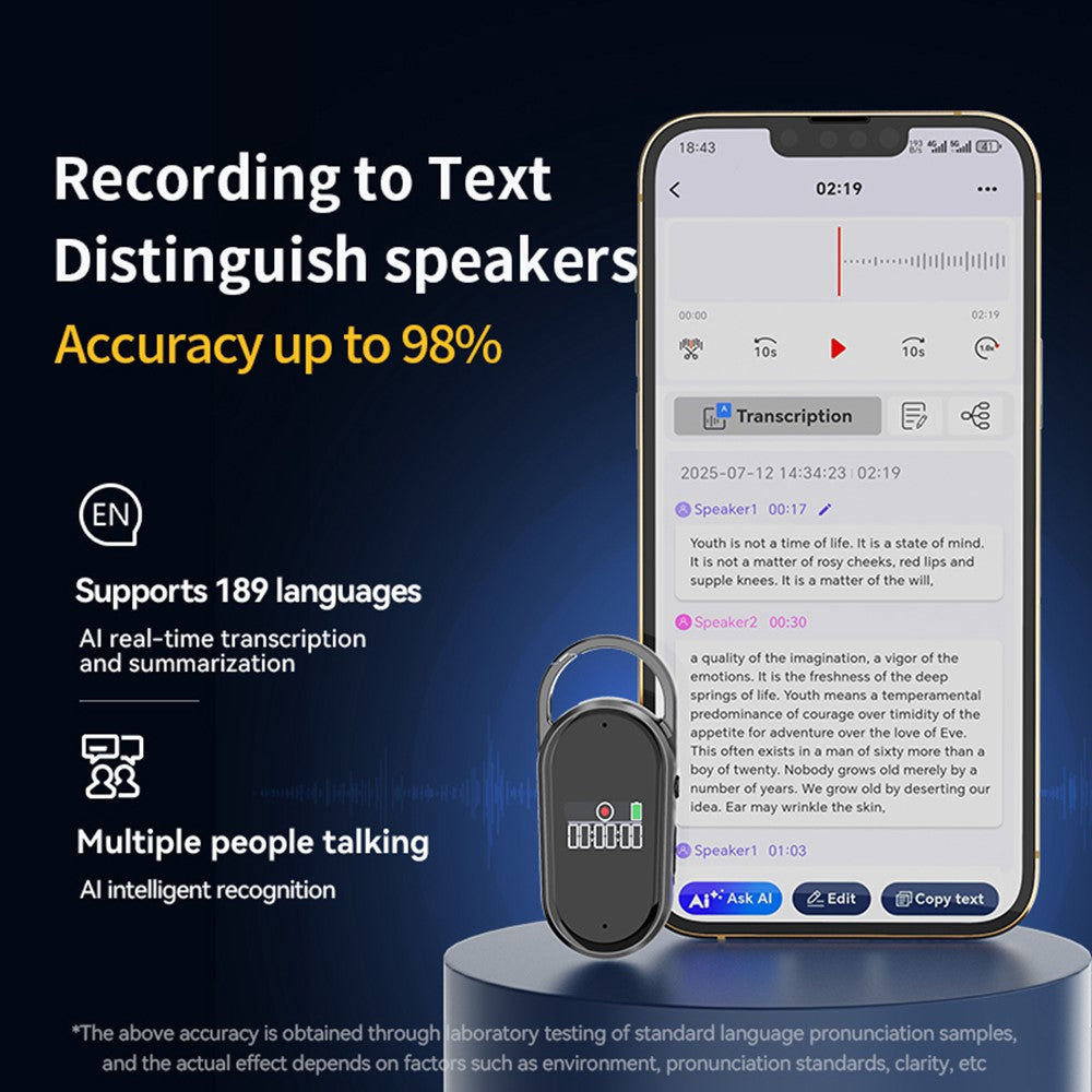 S29A 64GB AI Voice Recorder ChatGPT Intelligent Transcription Translation Recording Pen