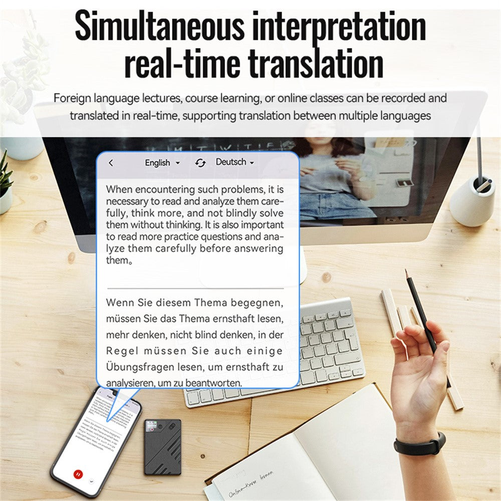 A5 128GB AI Voice Recorder GPT Intelligent Audio Recorder APP Control Real Time Transcription Summary Translation Device