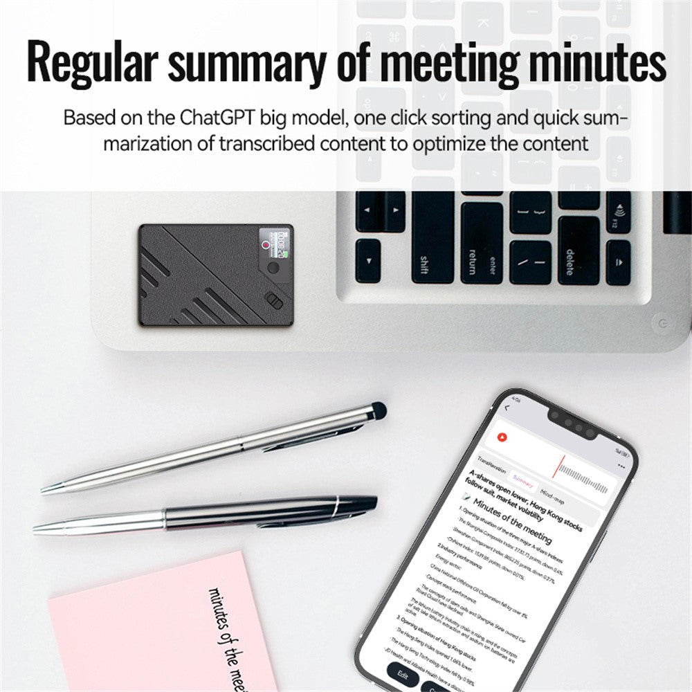 A5 128GB AI Voice Recorder GPT Intelligent Audio Recorder APP Control Real Time Transcription Summary Translation Device
