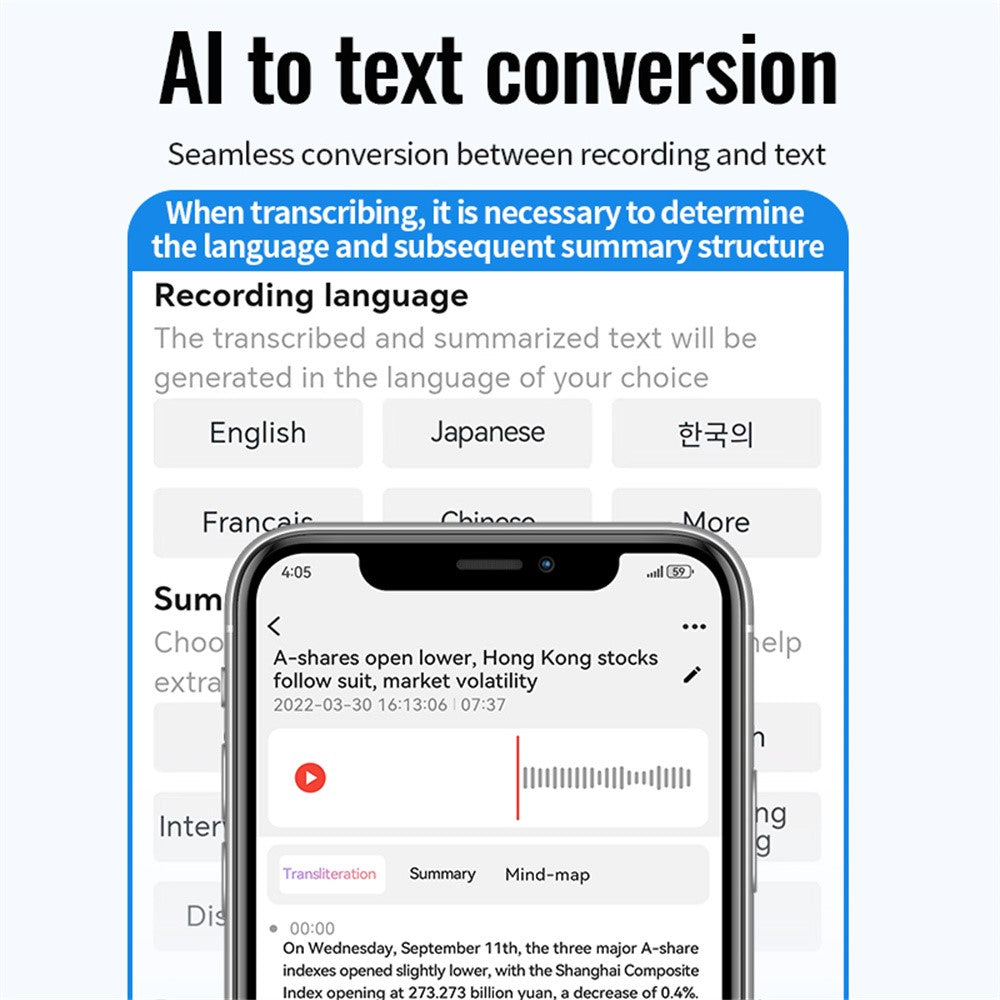 A6 8GB Magnetic Dictaphone App Control AI Voice Recorder ChatGPT Smart Transcription Translator