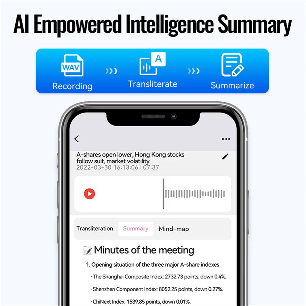 A6 8GB Magnetic Dictaphone App Control AI Voice Recorder ChatGPT Smart Transcription Translator