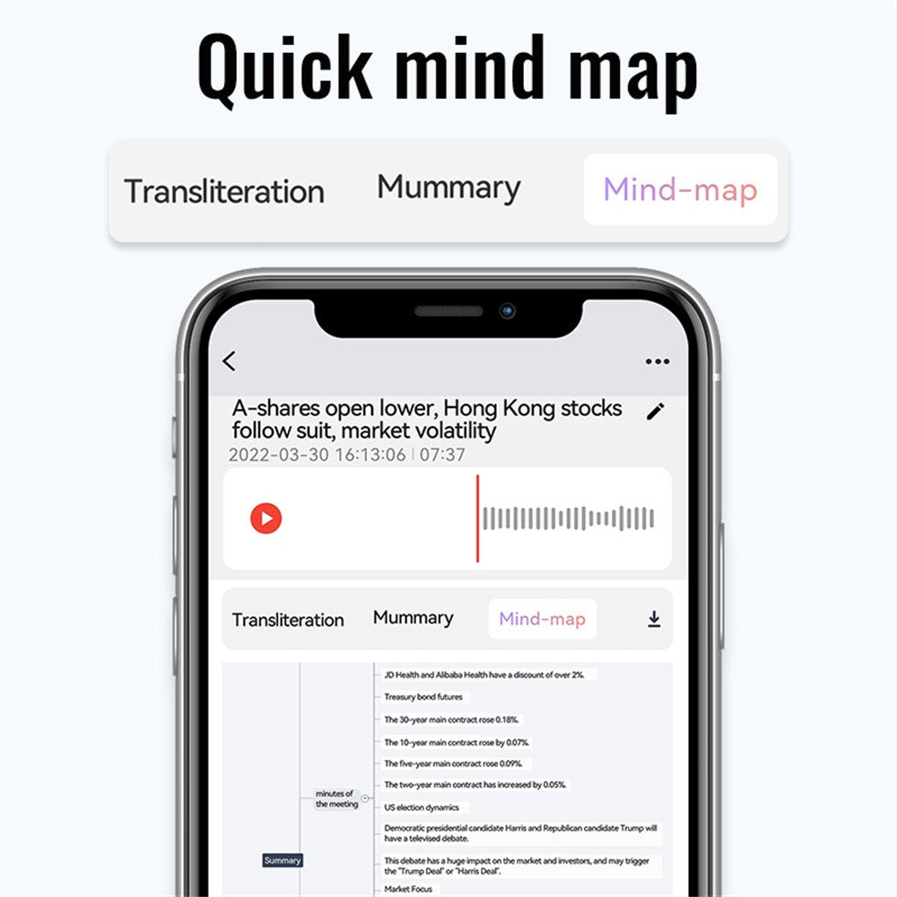 A6 8GB Magnetic Dictaphone App Control AI Voice Recorder ChatGPT Smart Transcription Translator