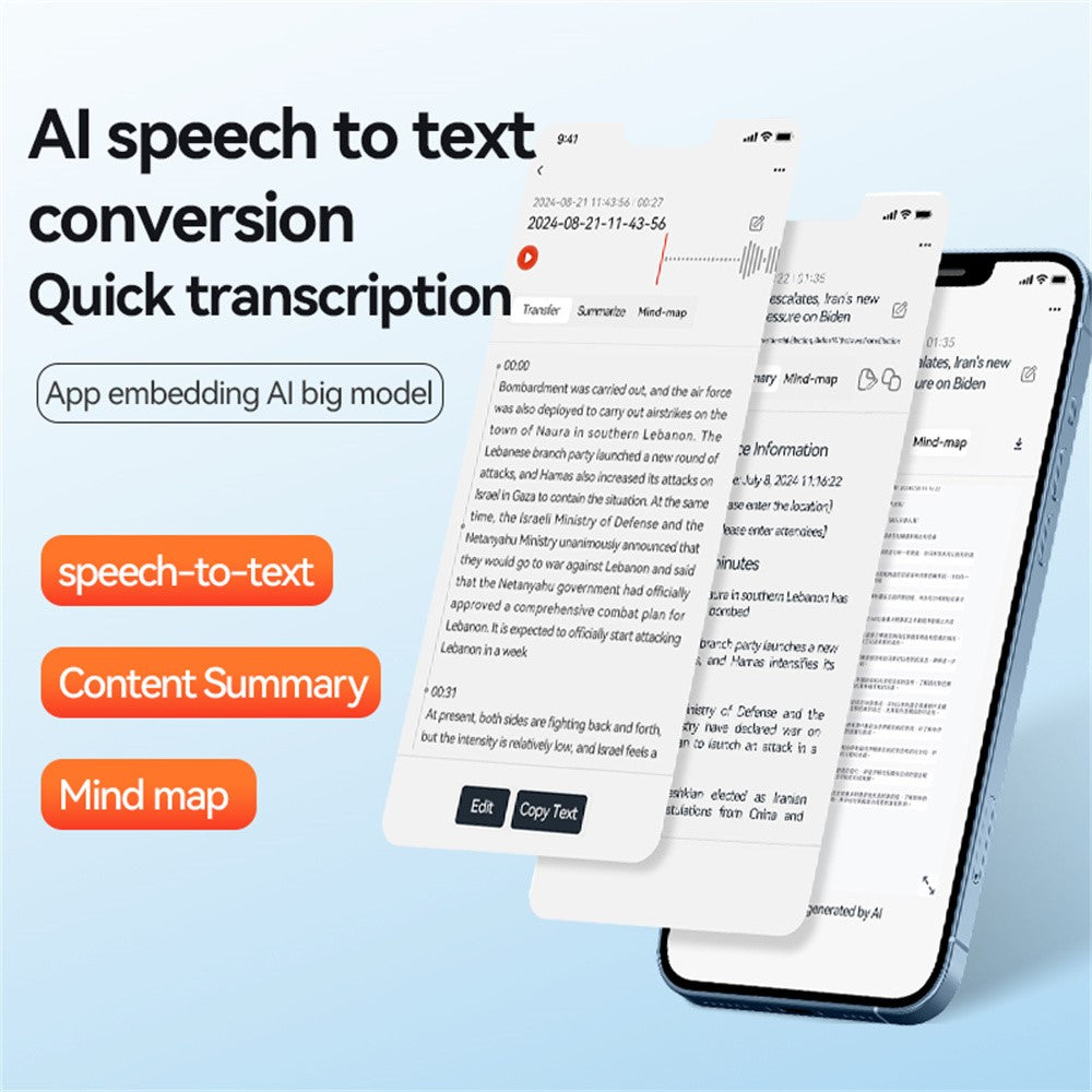 Q70A AI stemmeoptager ChatGPT 16GB smart transskription oversættelse app-kontrol magnetisk lydoptager