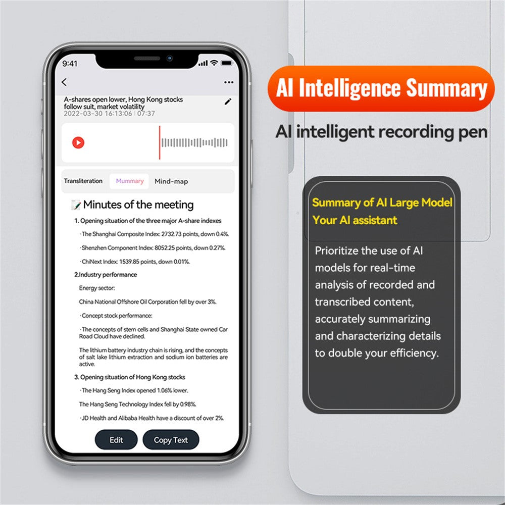 Q70A AI stemmeoptager ChatGPT 16GB smart transskription oversættelse app-kontrol magnetisk lydoptager