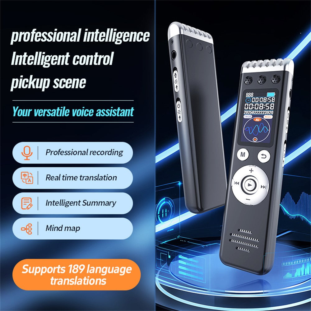 Q88A AI Smart Voice Recorder 32GB HD Noise Reduction One-Touch Recording Pen 1.14 Inch IPS Screen