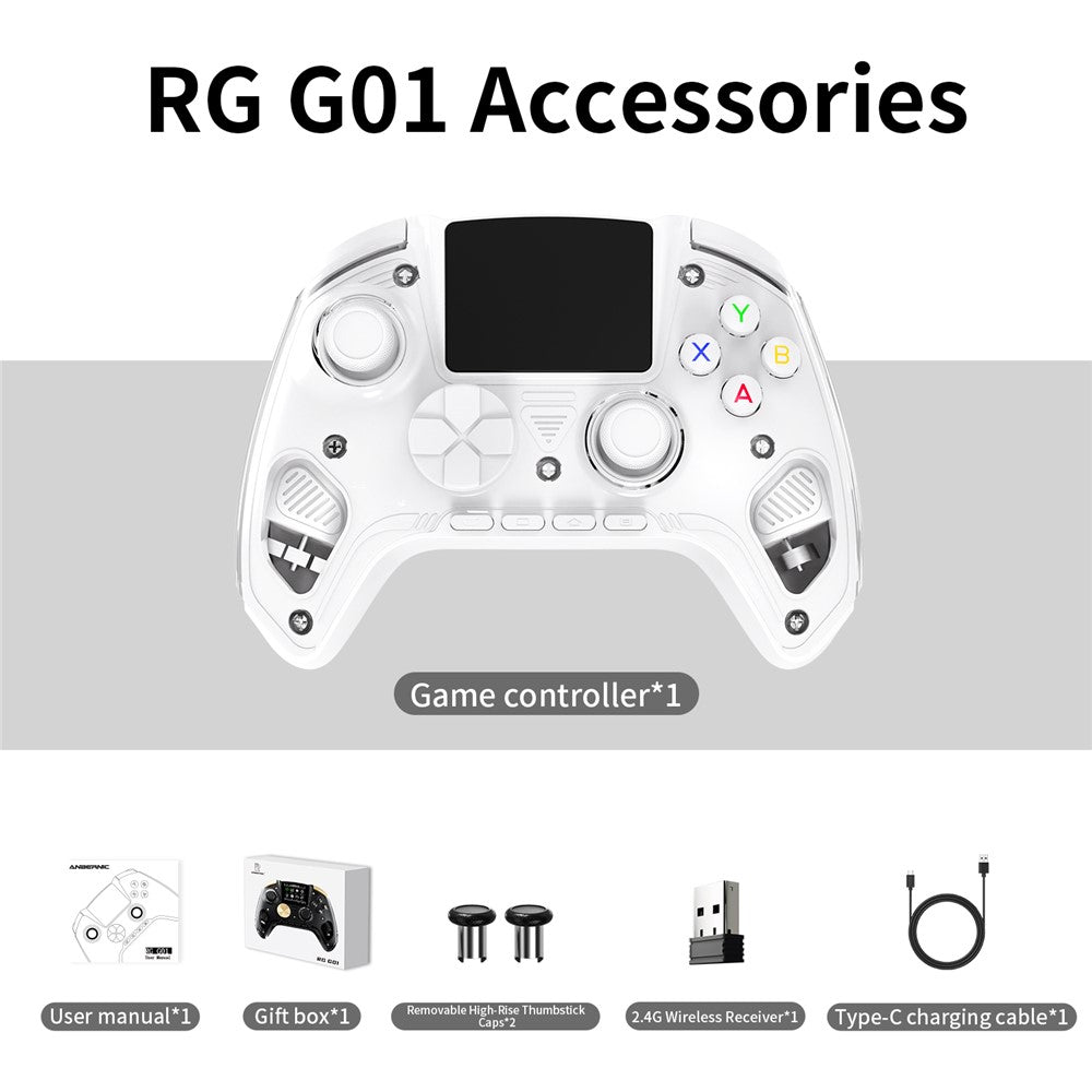 RG G01 Smart Game Controller med pulssensor 2.5D HD IPS-skærm Gamepad til PC / Steam / Linux / Nintendo Switch / Android / iOS