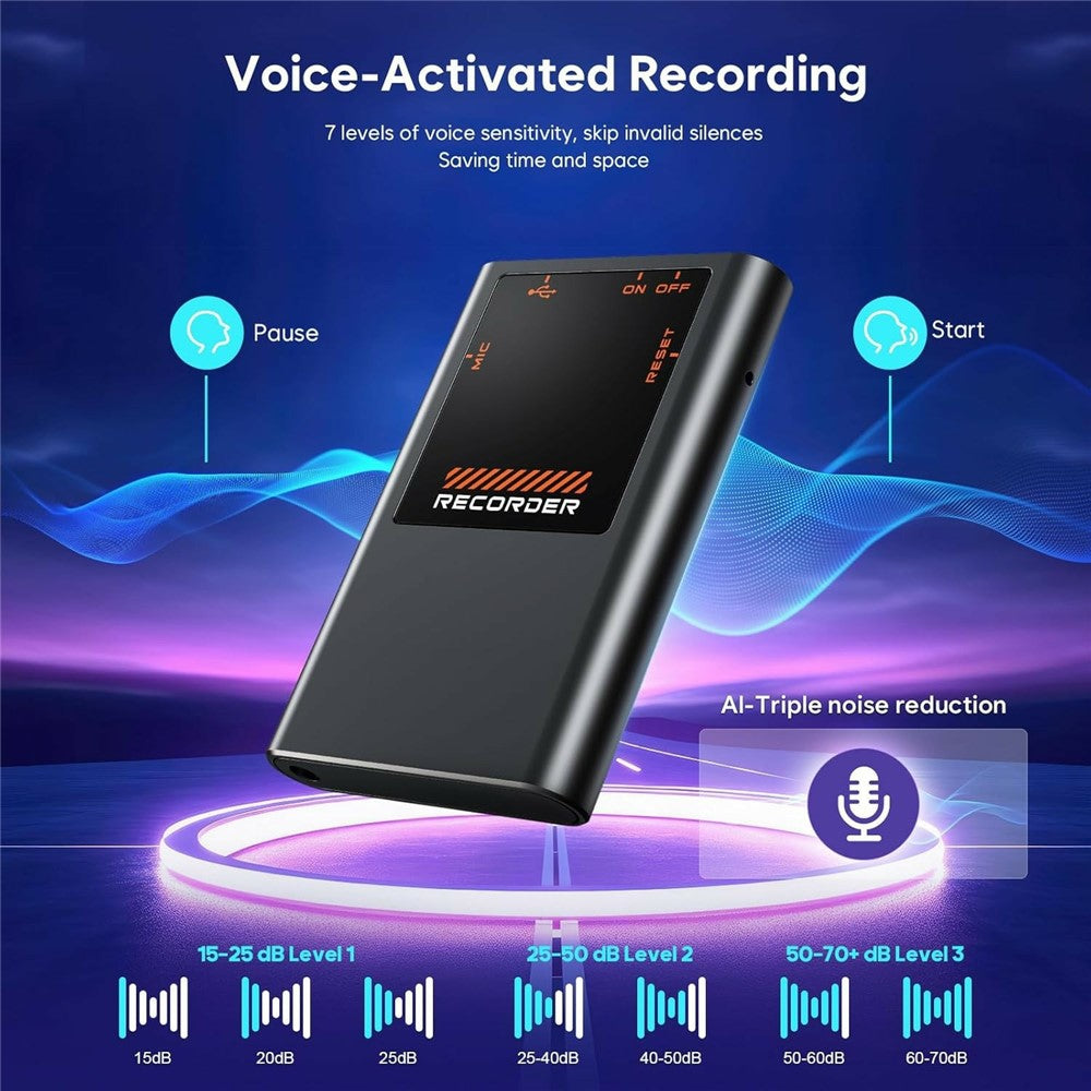 M11 64GB Voice Recorder Magnetic AI Noise Reduction 40H Recording Digital Audio Recorder for Lecture Meeting Interview - Black