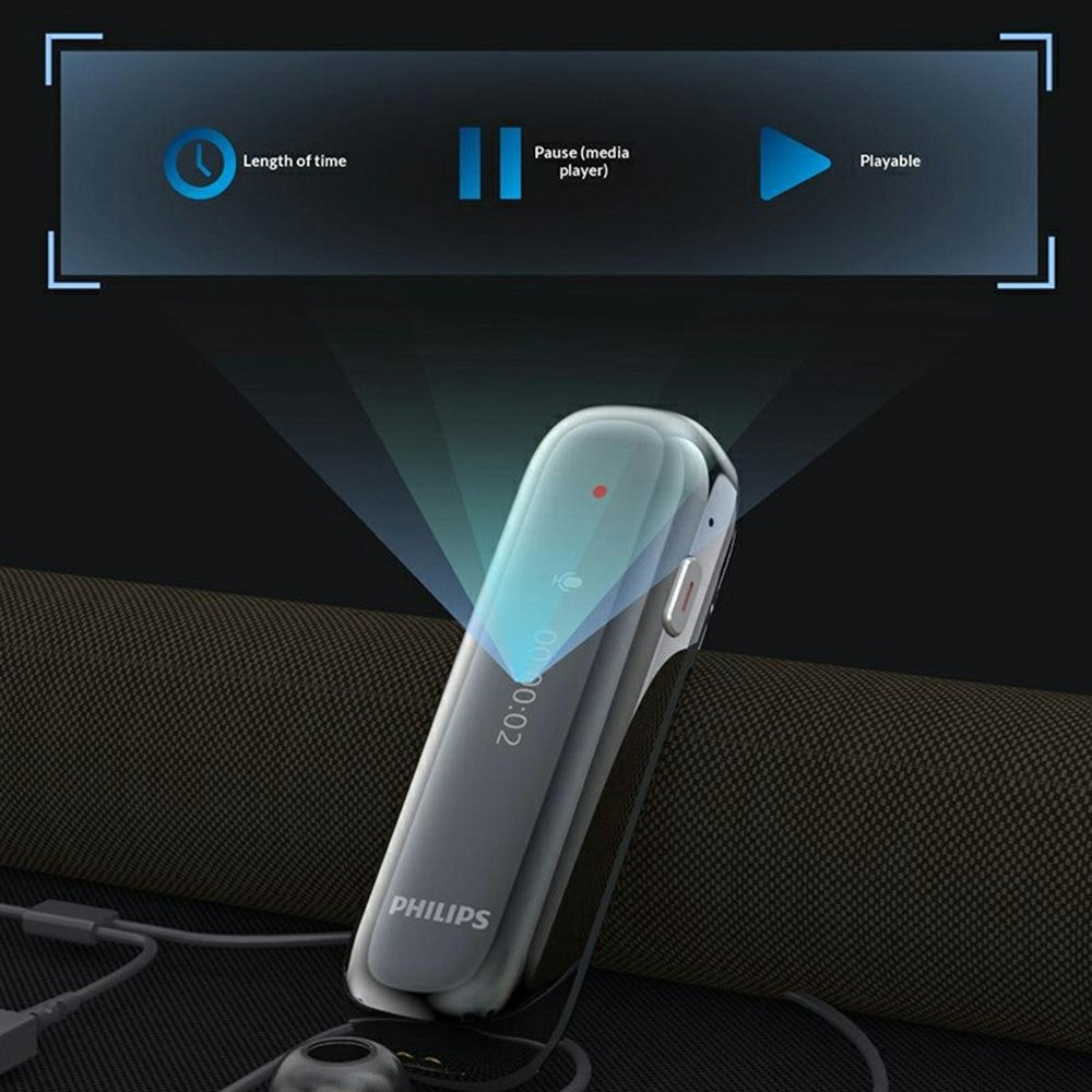 PHILIPS VTR5170PRO 64 GB röstinspelare med laddningsfodral Dubbel brusreducering 360 graders omnidirektionell mikrofon AI Smart inspelningsenhet för mötesintervjuer