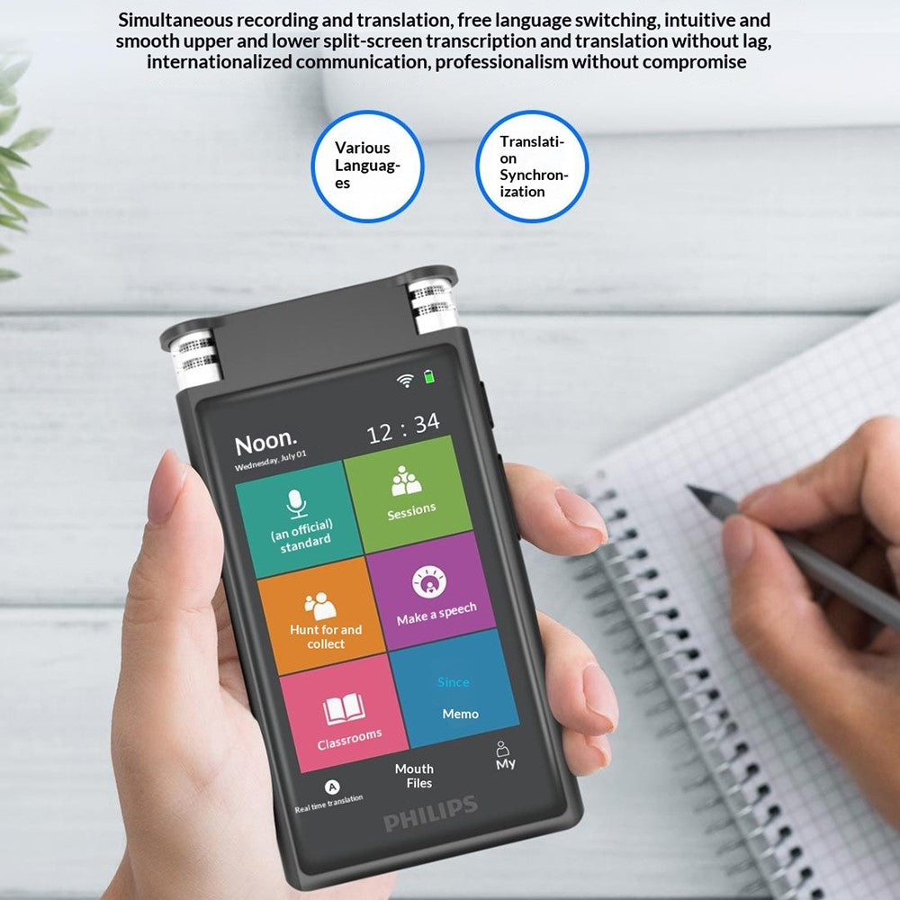 PHILIPS VTR8600 32GB AI Transcription Voice Recorder Real Time Translation Device for Meeting