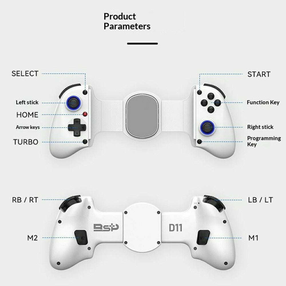 D11S Gaming Controller with Cooling Fan, Hall Trigger, Programmable Back Keys, Stretching Gamepad for Phone / Tablet / Nintendo Switch