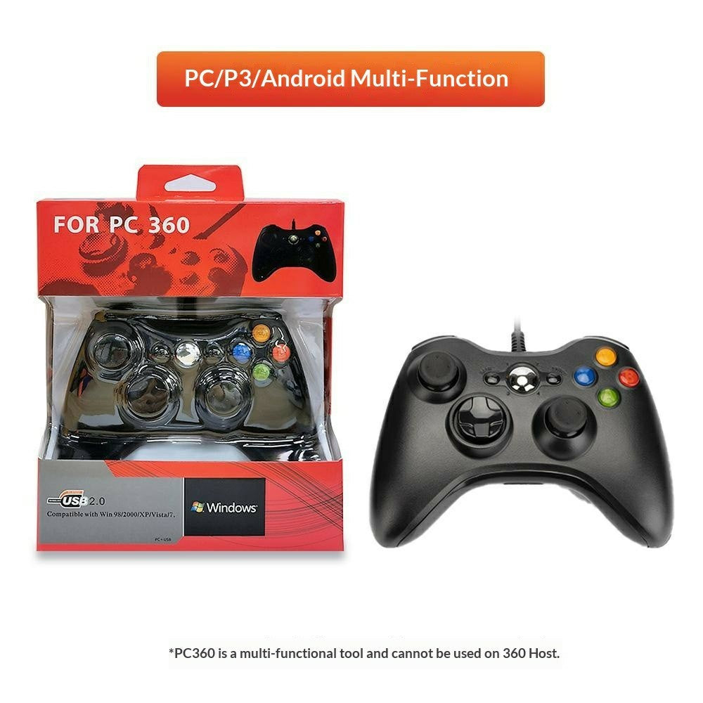 PC360 USB 2.0 Wired Gaming Controller Dual Vibration Ergonomic Gamepad for PC PS3 Android