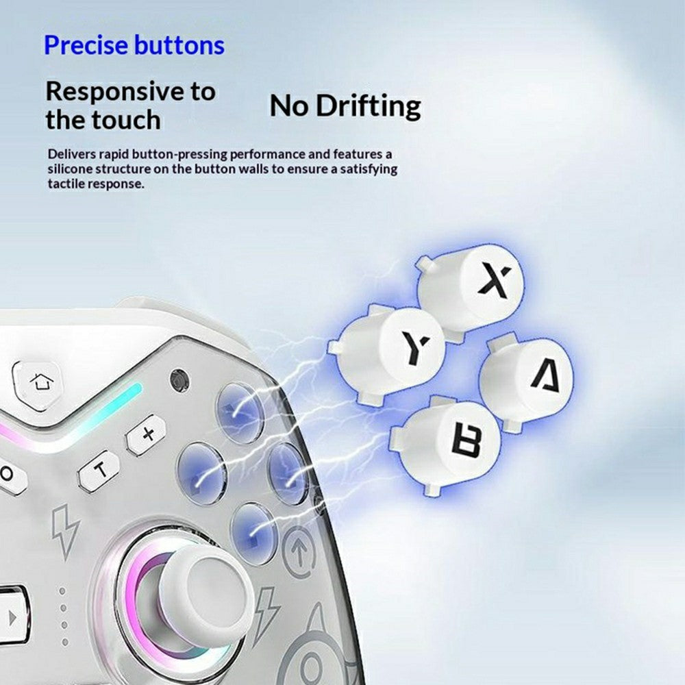 CM-619 Wireless Game Controller Bluetooth-compatible Gamepad with Hall Joystick RGB Light for Switch Steam iOS Android
