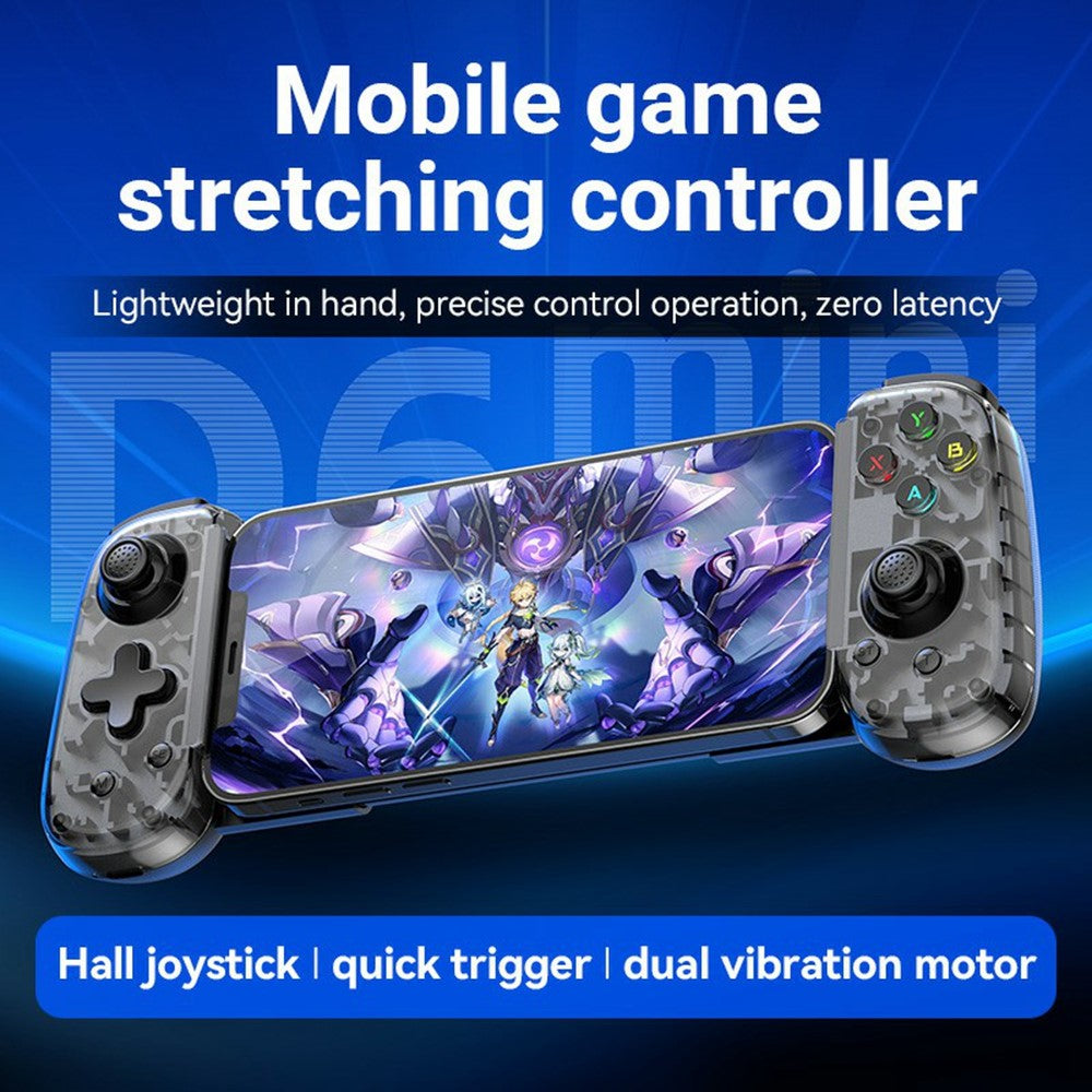 D6mini Stretching Gaming Controller with Hall Joystick Dual Mode Bluetooth-compatible Wired Gamepad for Android iOS Switch PC
