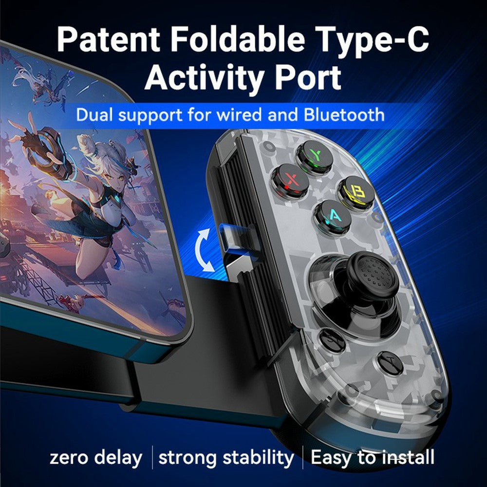 D6mini Stretching Gaming Controller with Hall Joystick Dual Mode Bluetooth-compatible Wired Gamepad for Android iOS Switch PC