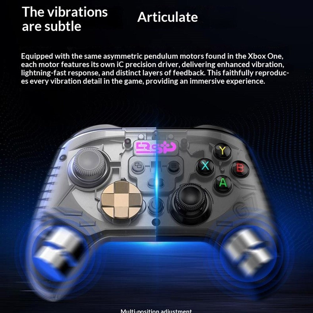 G7 Wireless Bluetooth-compatible Gaming Controller with Phone Holder & Receiver Hall Joystick Trigger Six-Axis Motion Sensing 1000Hz Gamepad for PC / Nintendo Switch / PS4