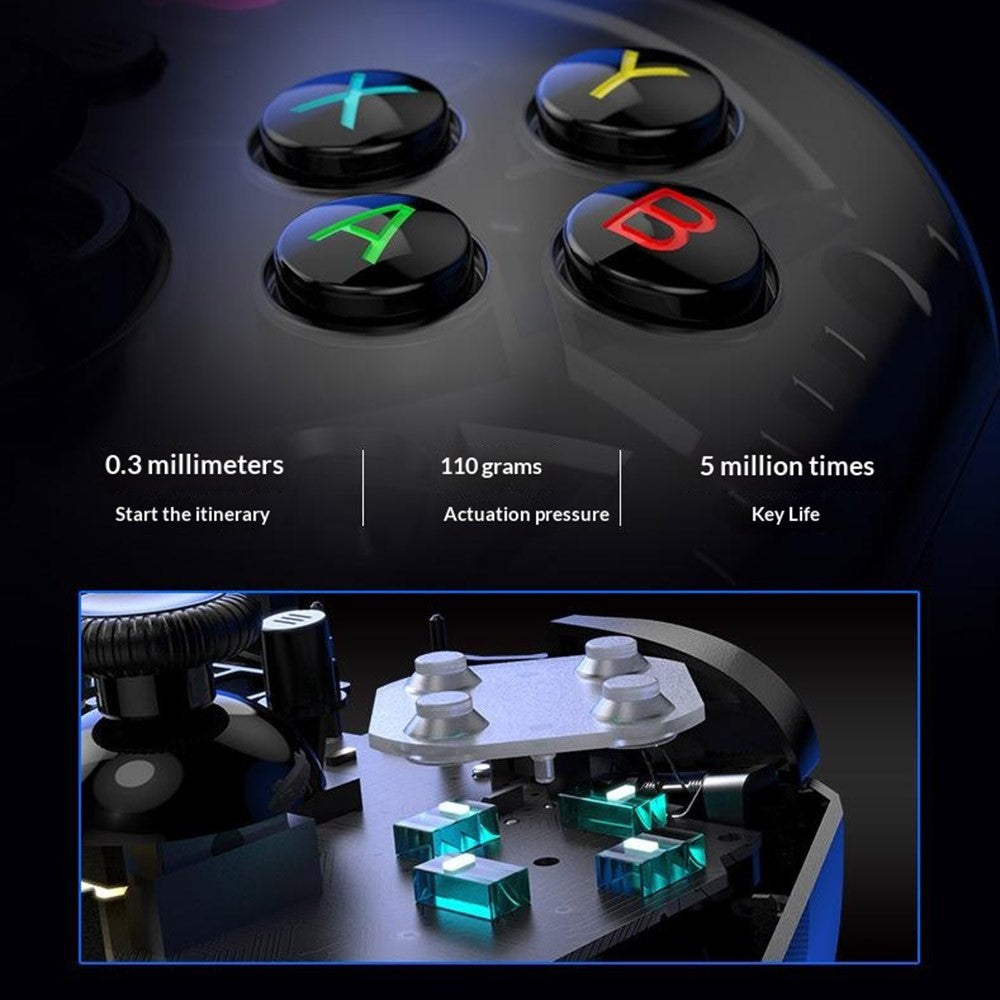 G7 Wireless Bluetooth-compatible Gaming Controller with Phone Holder & Receiver Hall Joystick Trigger Six-Axis Motion Sensing 1000Hz Gamepad for PC / Nintendo Switch / PS4