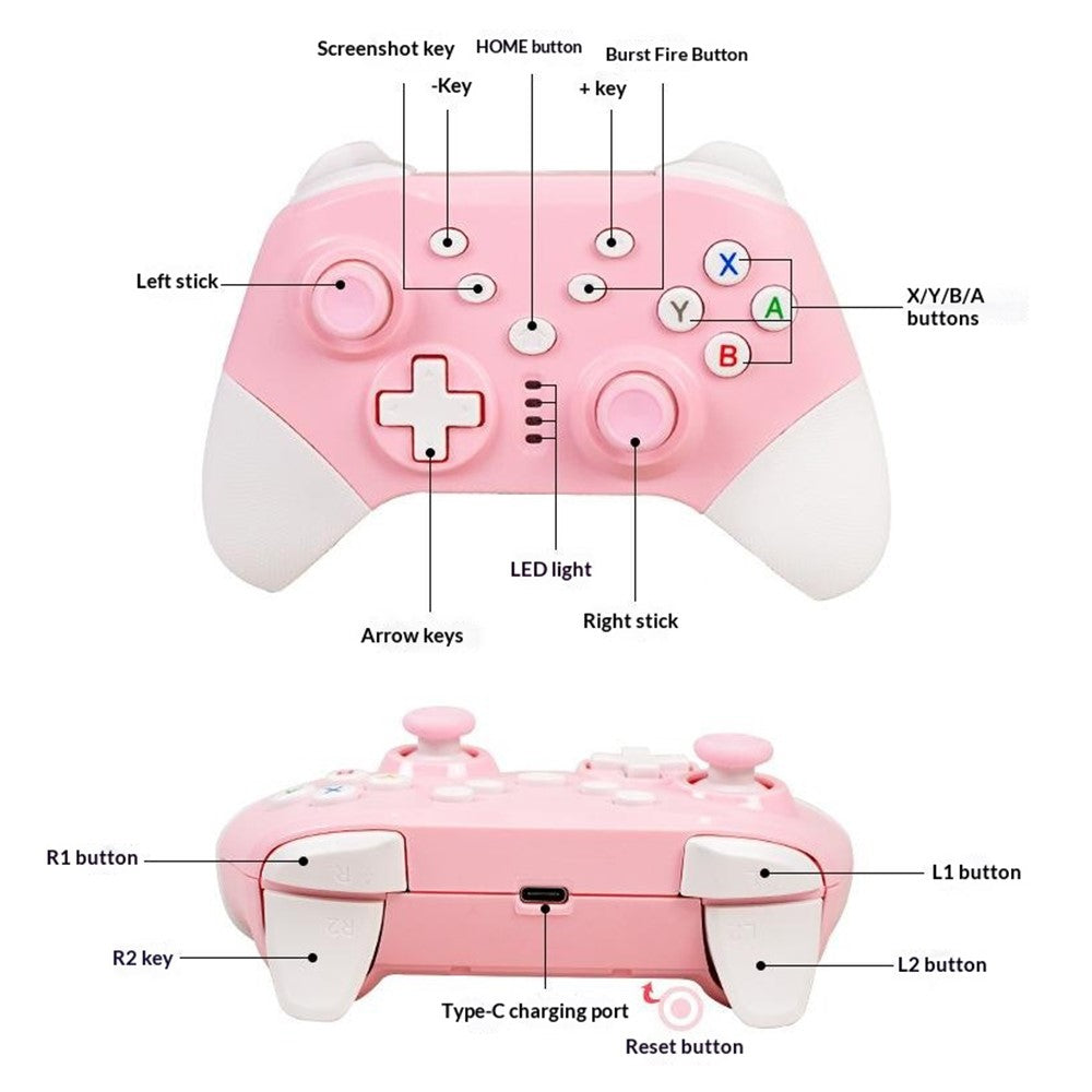 NS20 Switch Pro Wireless Game Controller Dual Vibration Gamepad with 2.4G Receiver for Switch PC Gaming