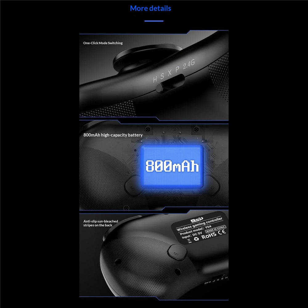 Y04 Gaming Controller 6-Button Fighting Layout Hall Joystick for Nintendo Switch / Sony PlayStation 4 / 3 / PC