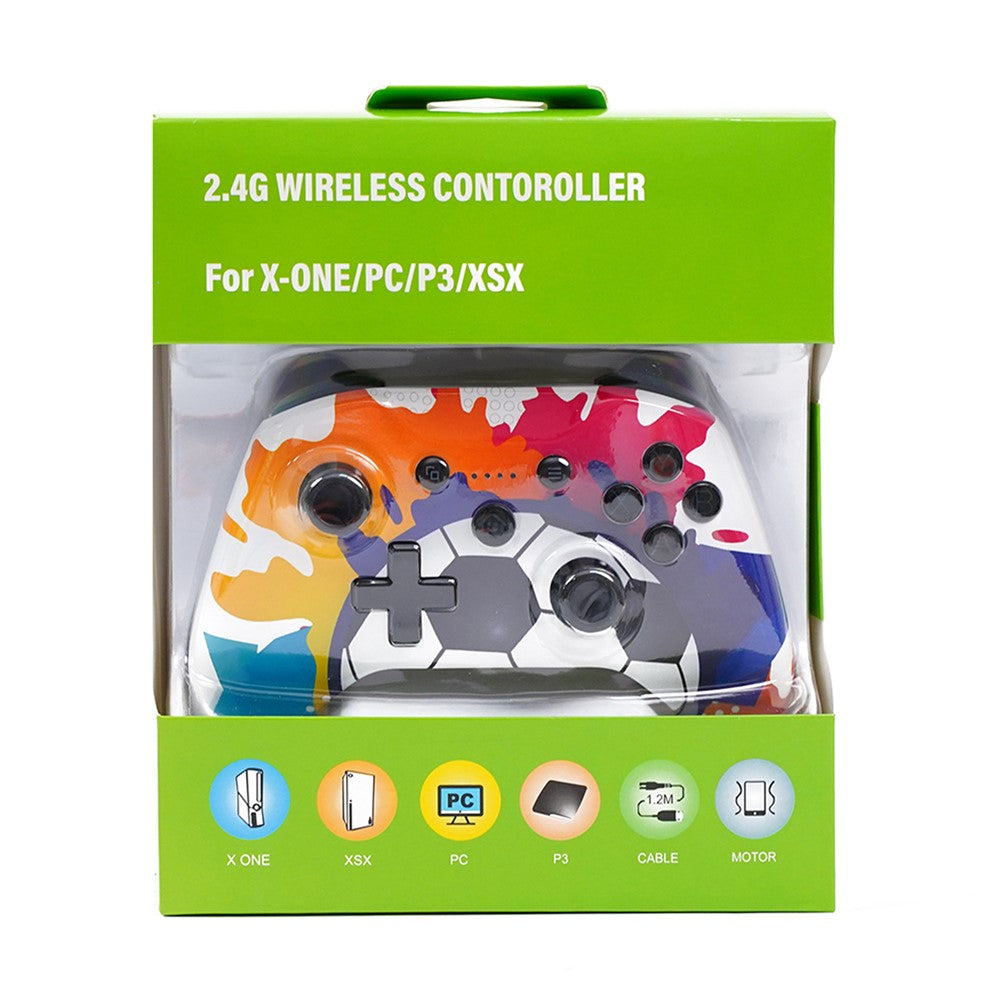 XSX Water Transfer Print 2.4G Wireless Gaming Controller Dual Vibration Motor Gamepad for PC Switch Android