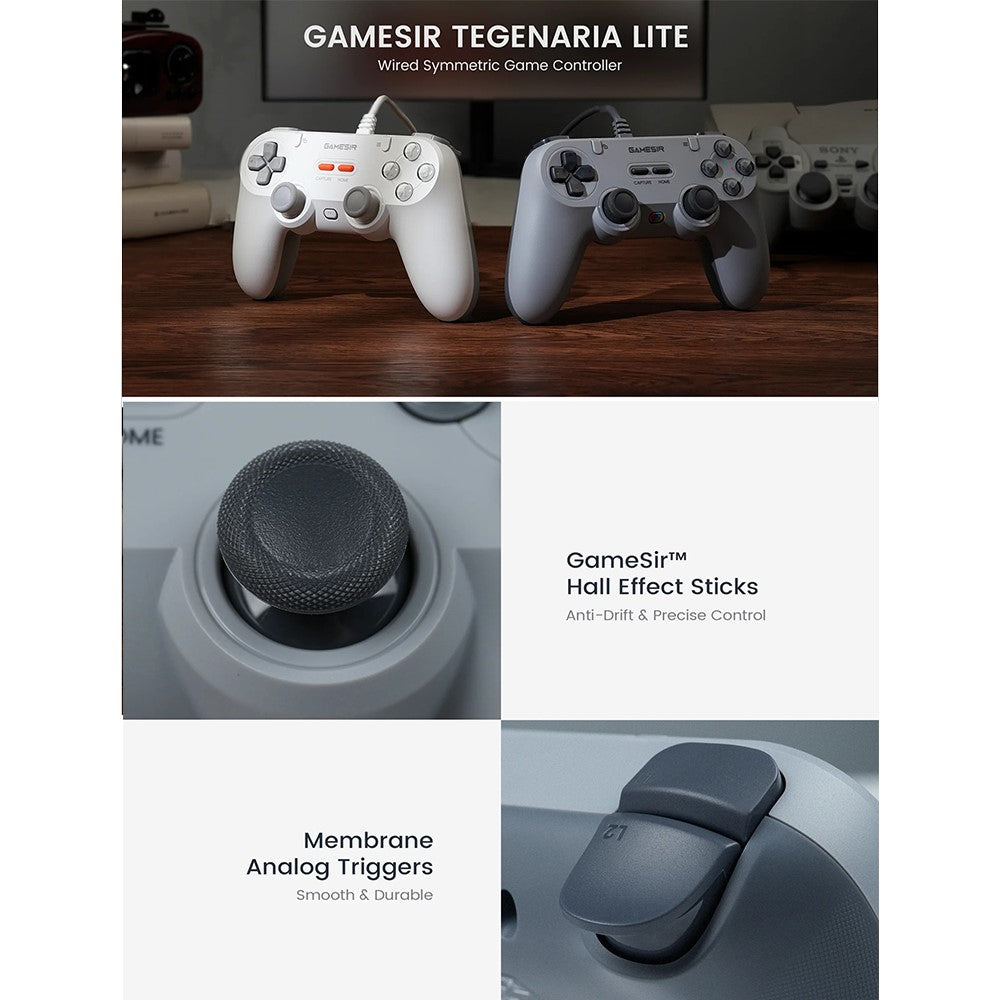 GAMESIR T3 Lite Wired Gaming Controller Hall Effect Sticks Plug and Play for PC / Switch / iOS / Android