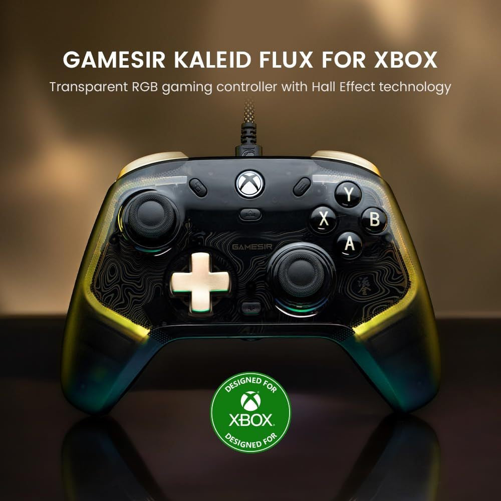 GAMESIR K1 Wired Gaming Controller for Xbox One / Series X / S / PC Hall Effect Transparent RGB Design