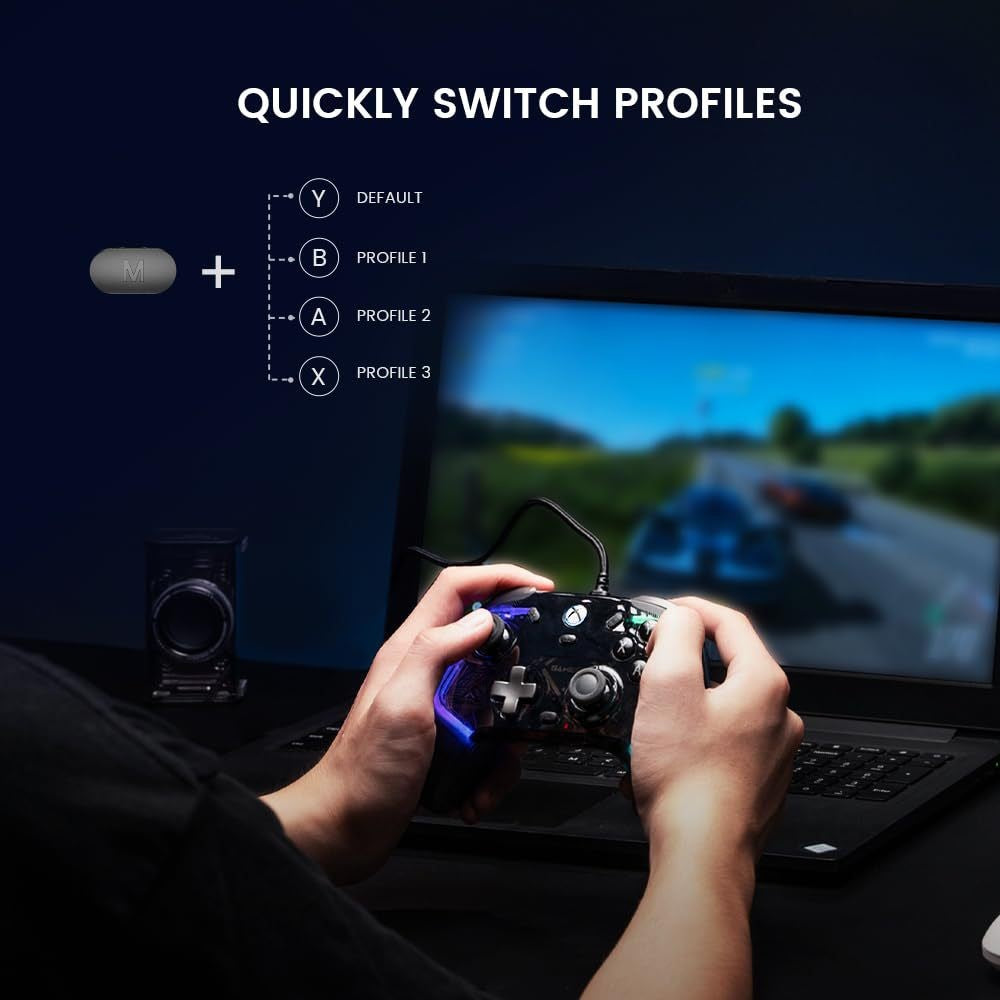 GAMESIR K1 Wired Gaming Controller for Xbox One / Series X / S / PC Hall Effect Transparent RGB Design
