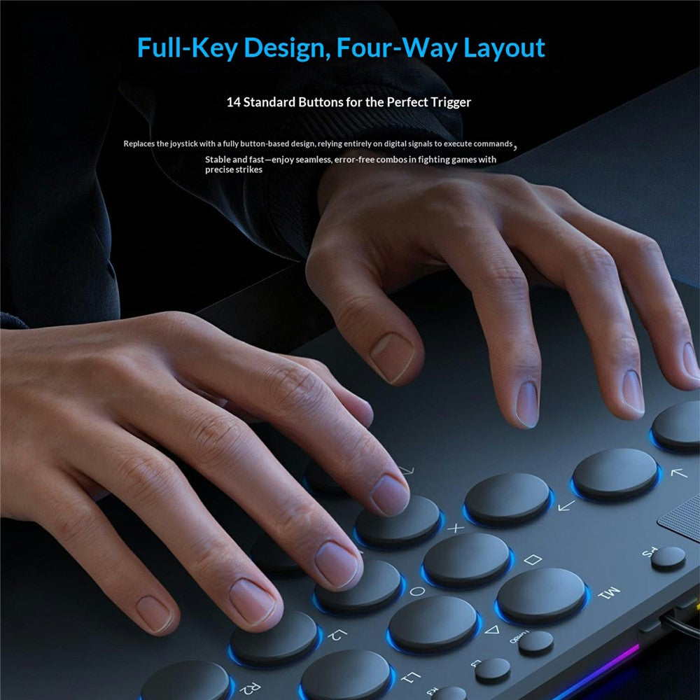 D114 14-Key Red Switch Arcade Keyboard with Touchpad for Sony PlayStation 4 / Nintendo Switch / PC