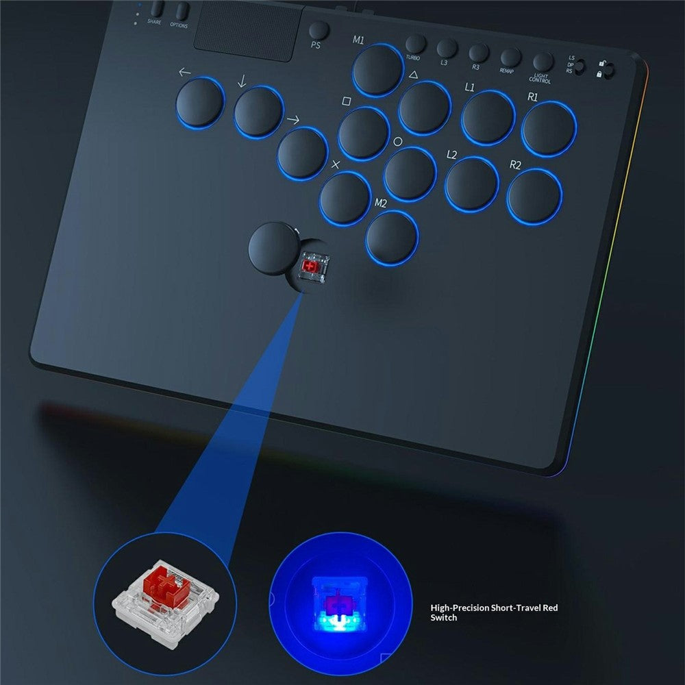 D114 14-Key Red Switch Arcade Keyboard with Touchpad for Sony PlayStation 4 / Nintendo Switch / PC