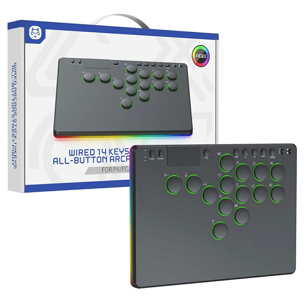 D114 14-Key Red Switch Arcade Keyboard with Touchpad for Sony PlayStation 4 / Nintendo Switch / PC